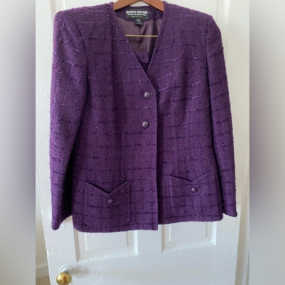 Vintage Purple Herbert Grossman Skirt Suit Size 10 - Picture 1 of 13